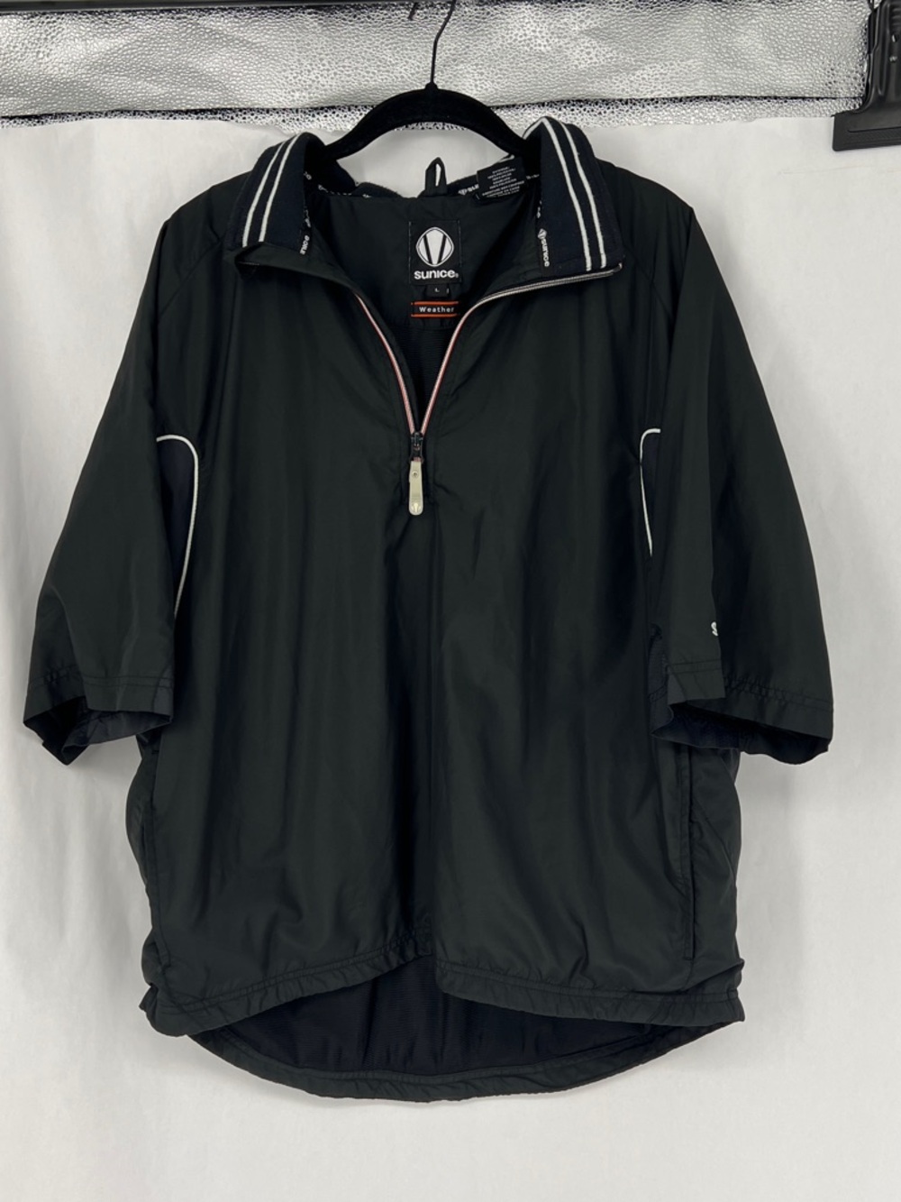 Sunice Men's Black Short-Sleeve half zip Windbreaker Jacket